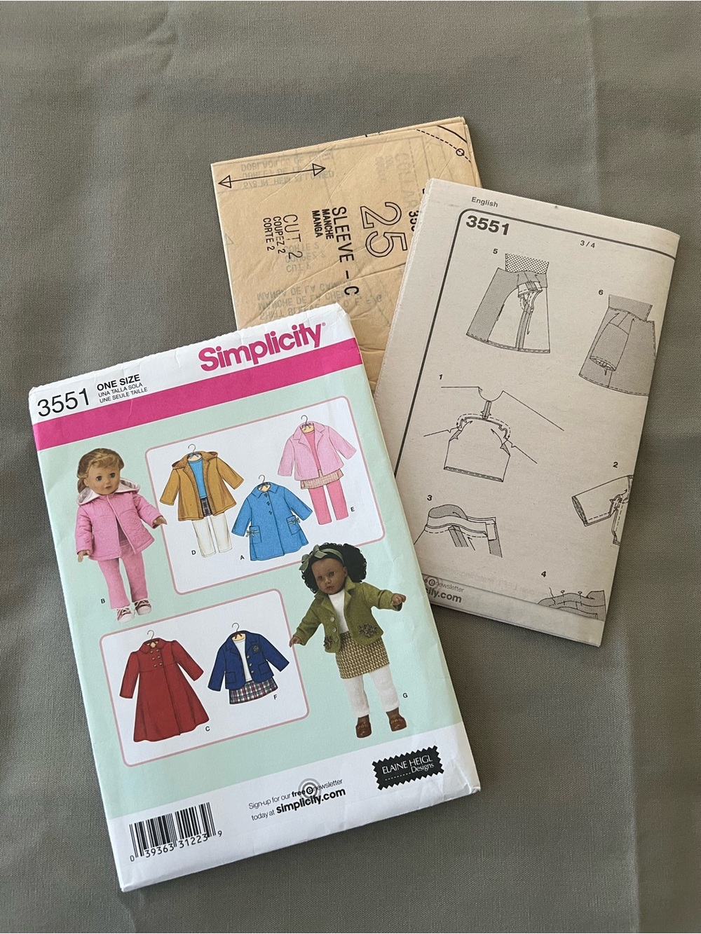 Simplicity Doll Coat & Outfit Pattern 3551 Outerwear for 18” Dolls